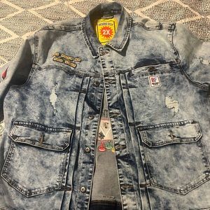 Men’s “Born Fly”  blue jeans jacket